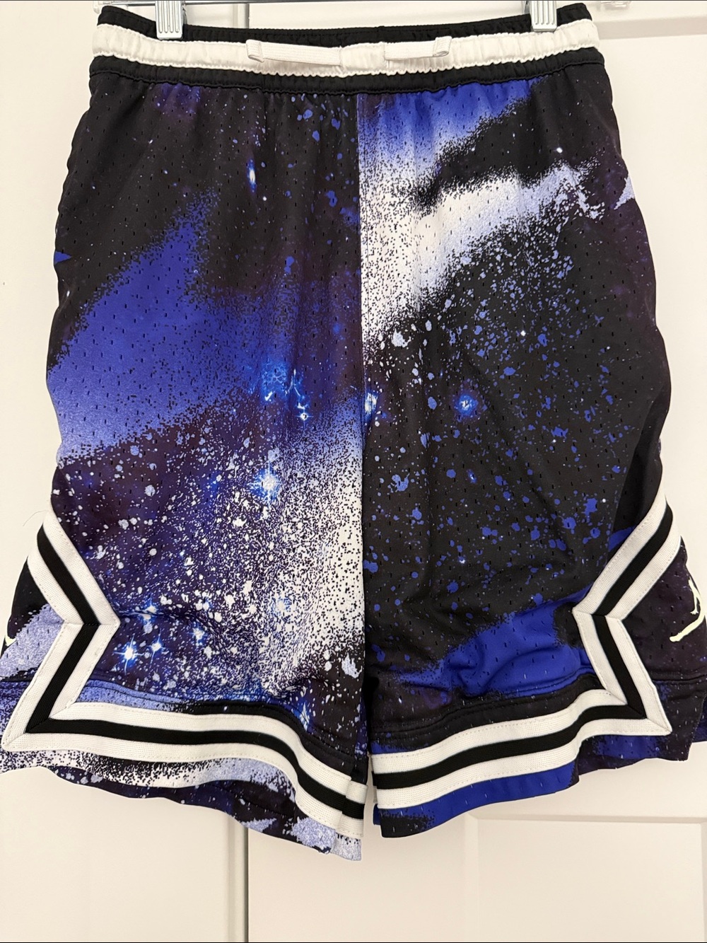Jordan boy’s Black and Blue basketball shorts with Red Jumpman
